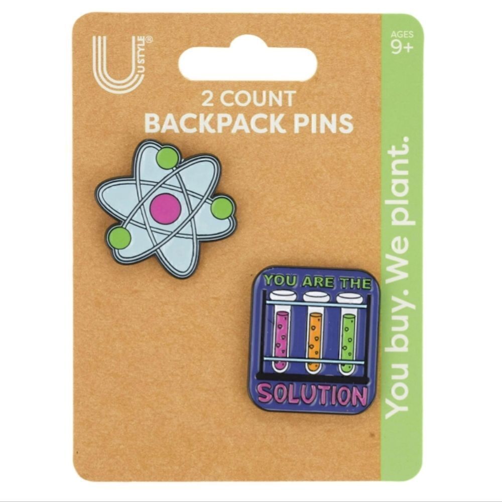 U Style Backpack Pins, Multicolor Science/Chemistry Theme, Set of 2
